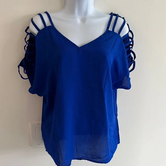 NWT Electric Blue Cutout Top - Picture 1 of 7